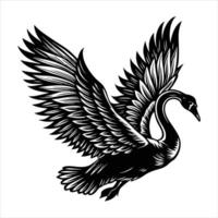 A swan with wings spread on the water vector