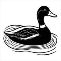 Silhouette of a duck swimming on a pond vector