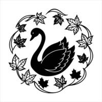 Elegant Damask Swan Stencil for Decor vector