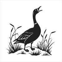 Duck silhouette on white backgro vector