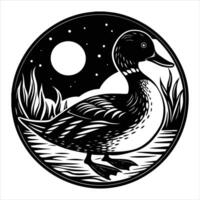 Duck, Minimalist and Simple Silhouette - vector