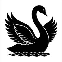 A black swan with a reflection of it s wings vector