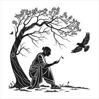 Man Under Tree vector