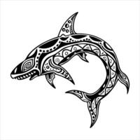 Hawaiian Themed Tiger Shark vector