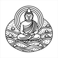 Golden Buddha Statue Surrounded vector