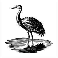 Elegant black silhouette of a crane perfect vector