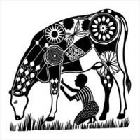 A cow with a pattern on its face. vector