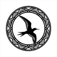 Royal tern bird round frame vector