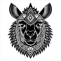 Hand drawn wolf with ethnic vector