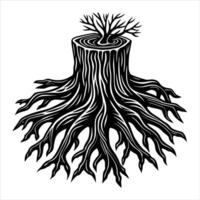 A tree with a piece of wood that has a tree vector