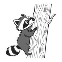 A Raccoon climbing a tree with its arms vector