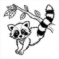 Red Panda On Tree Branch vector