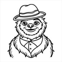 Woodcut Sloth Wearing A Bucket vector