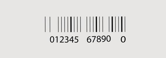 Standard barcode with numeric sequence on light background for product identification and retail. Product inventory badge, codes stripe sticker and package bars. Supermarket scanning barcode vector
