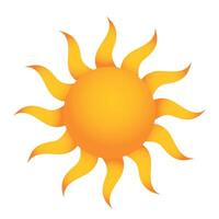 Bright yellow sun with curved rays in a stylized design isolated on a white background vector