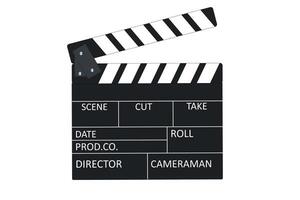 Classic black and white film clapperboard isolated on white background for movie production. Shown slate board.Realistic movie clapperboard. Clapper board isolated with clipping path included. vector