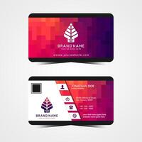 Abstract design of business card on horizontal layout. Combined with Square Patten on multi colored red. vector
