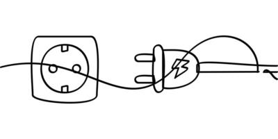 continuous line drawing of electrical plug symbol. abstract line art illustration of plug socket vector