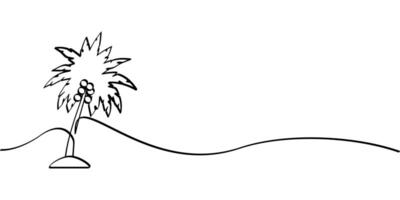 continuous line drawing of coconut tree symbol. abstract summer line art illustration vector