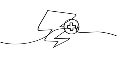 continuous line drawing of power supply symbol. abstract line art illustration of energy plus vector