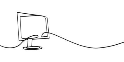 pc monitor symbol continuous line drawing. abstract line art illustration vector