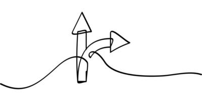 continuous line drawing of crossroads arrow symbol. abstract line art illustration vector