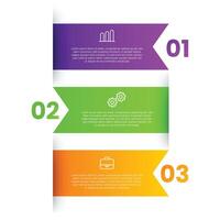 Editable 3 step infographic modern business charts list with icons design vector