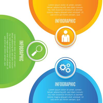 Modern circle infographic 3 step chart list editable template minimalist design