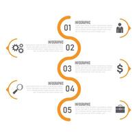 Modern business 5 step infographic template chart list editable creative design vector