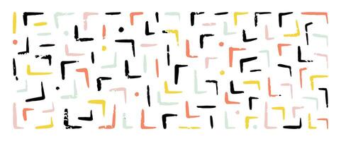 Chalk hand drawn corner elements with dots, rectangular frames, text corners, quote frame, geometric pattern. Crayon marker lines, underlines, frames, grunge texture, doodle sketch illustration vector