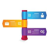 Modern business growth concept minimalist infographic with 3 step options chart list design vector