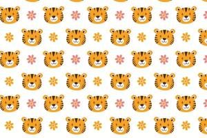 A pattern with tigers and flowers on it design vector
