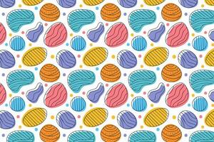Hand drawn pattern with colorful eggs and dots background vector