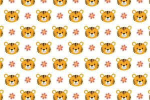 A pattern with tigers and flowers on it design trendy vector