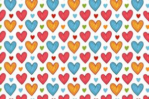A hand drawn colorful pattern with hearts vector