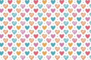 A colorful pattern with hearts on it hand drawn vector