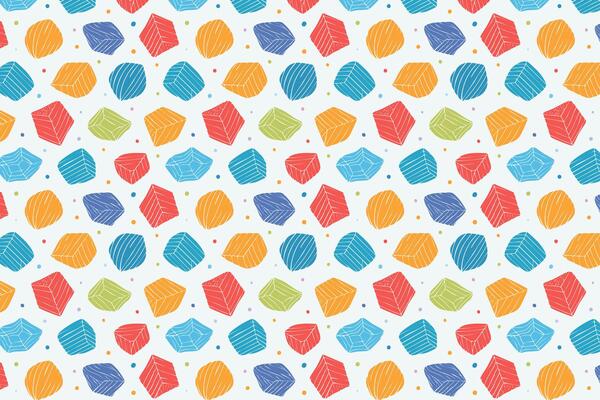 A colorful pattern with dots and shapes