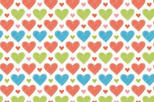 A hand drawn colorful pattern with hearts illustration vector