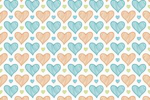 A hand drawn pattern with hearts on it vector