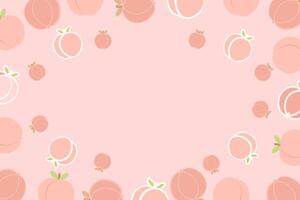 Pink background with peaches. background. Spring, summer. Lots of peaches vector