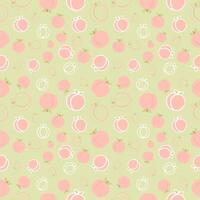 Pattern with peaches on a green background. graphics vector
