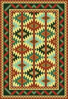 Carpets, Turkmen textiles The red and green background of the You'd people living in Turkmenistan east of the Caspian Sea uses various patterns. This pattern is called birds on poles vector