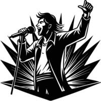 A man singing into a microphone vector
