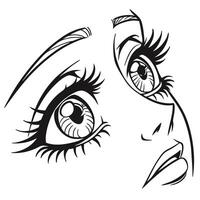 An outline of a woman's face with big eyes vector