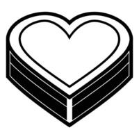 Heart shaped box icon in black and white vector