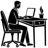 Man working at desk clipart vector