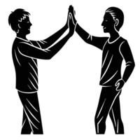 Two men giving each other high five vector