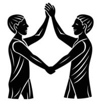 Two men giving each other a high five vector