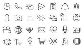 Badges are always needed. Set of linear icons. Music and image settings interface. vector