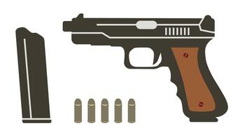 Silhouette of a small-caliber pistol with cartridges. Weapons for self-defense. Graphics of weapons. vector